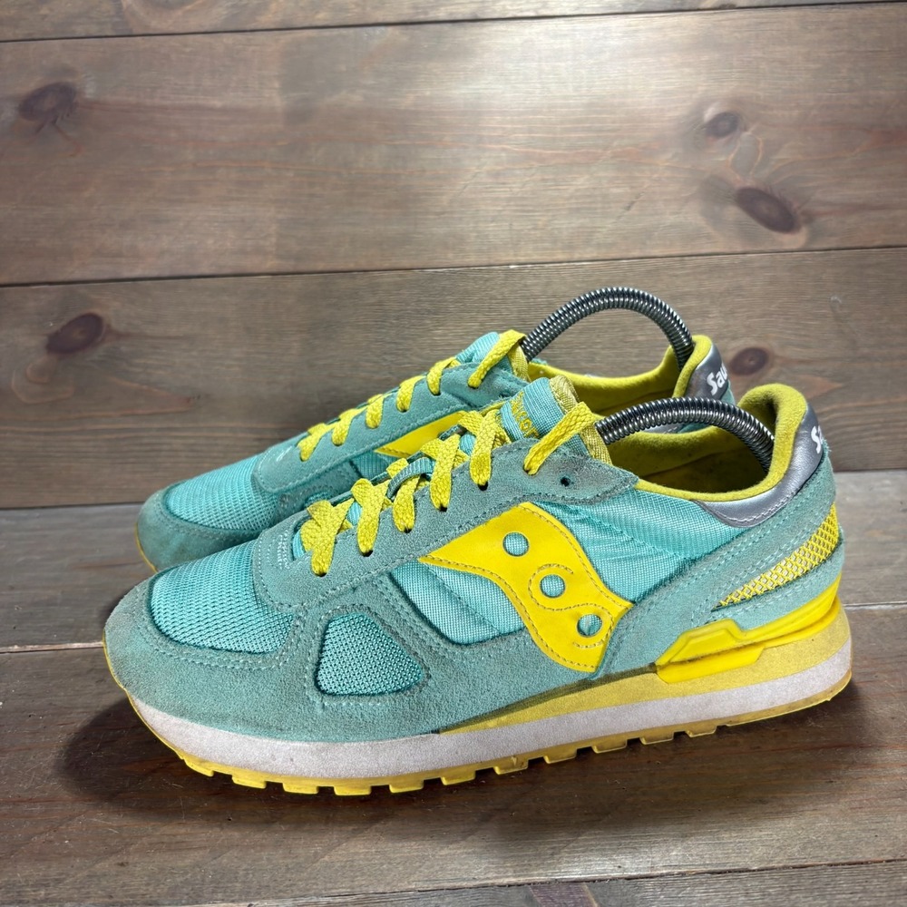 Saucony Shadow Original Womens size 9 shoes blue Suede Mesh Yellow sneakers